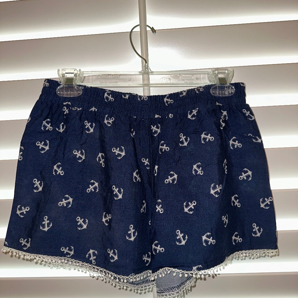 Navy Anchor Shorts with lace